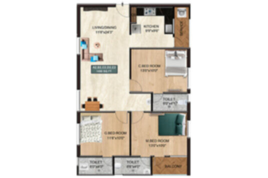Nest Craft 3 BHK 1400 Sqft