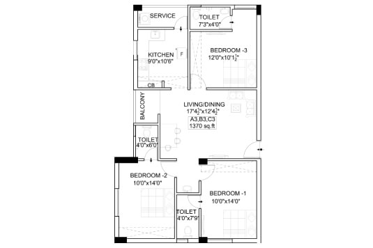 Nest Craft 3 BHK 1370 Sqft