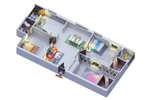 3BHK 1455 sqft floor plan