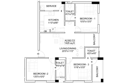 Nest Flourish 3 BHK 1425 Sqft