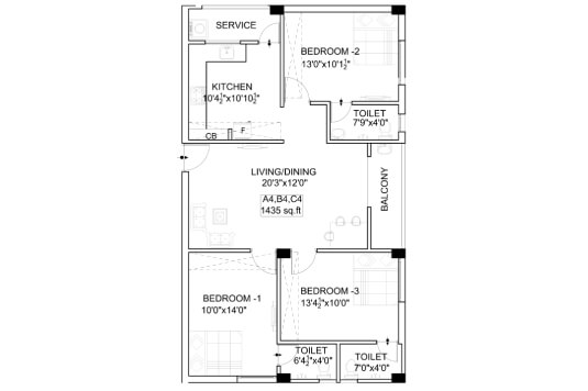 Nest Flourish 3 BHK 1435 Sqft