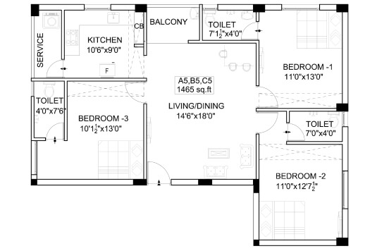 Nest Flourish 3 BHK 1465 Sqft