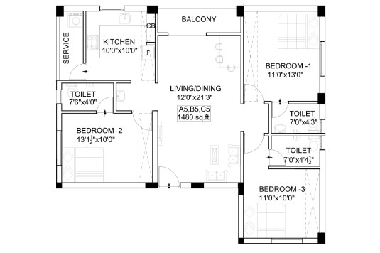 Nest Flourish 3 BHK 1480 Sqft