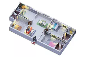 3BHK 1455 sqft floor plan