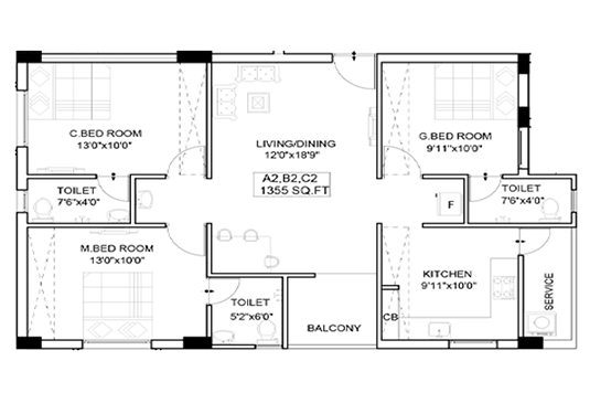 Nest Diva 3 BHK 1355 Sqft Nest Diva 3 BHK 1355 Sqft