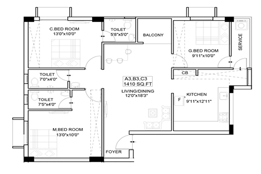 Nest Diva 3 BHK 1410 Sqft Nest Diva 3 BHK 1410 Sqft